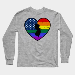 New Jersey United States Gay Pride Flag Heart Long Sleeve T-Shirt